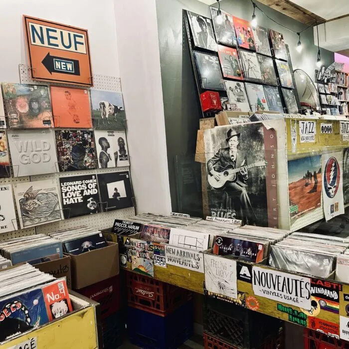 New vinyl wall beside the jazz and new arrivals bins