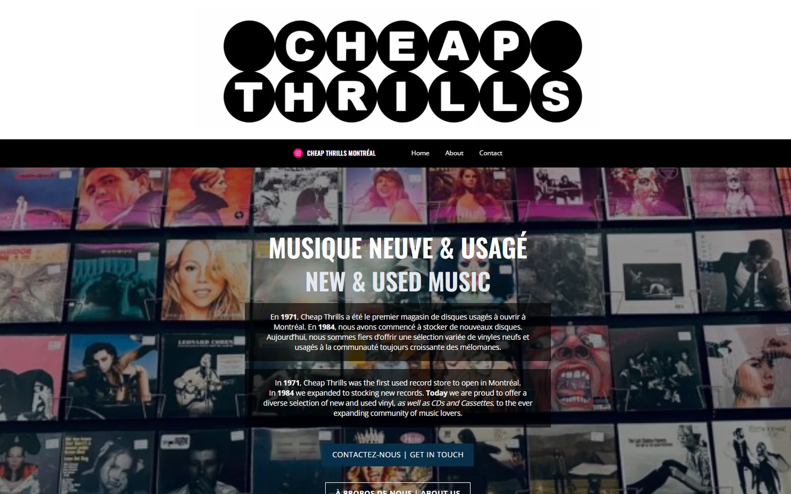 Before: the current Cheap Thrills website