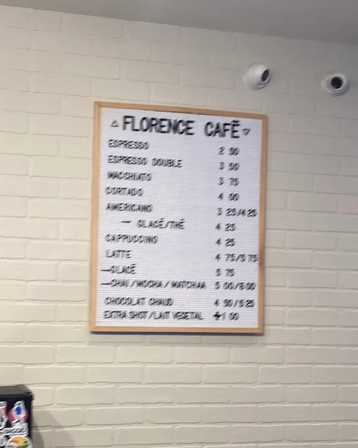 Before: the menu on a letter board