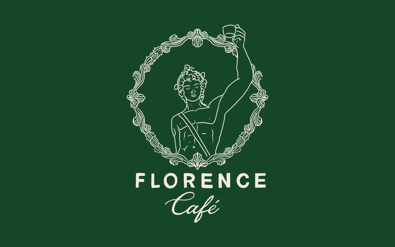 Florence Café logo in cream on green