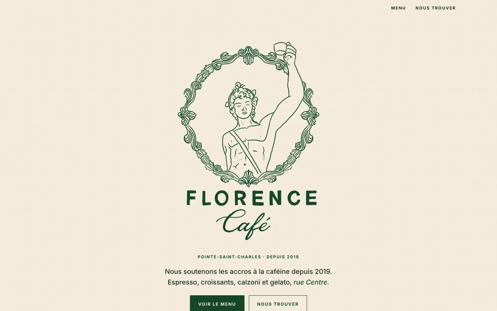 After: the redesigned Florence Café website