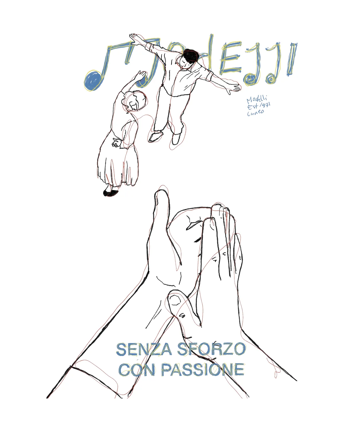 Modelli poster, Senza sforzo con passione: a couple dancing above two clapping hands